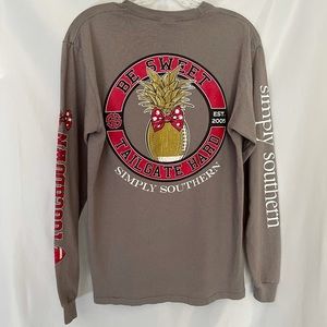 Simply Southern Collection Women’s Long Sleeve Tee Medium Gray, Burgundy, White